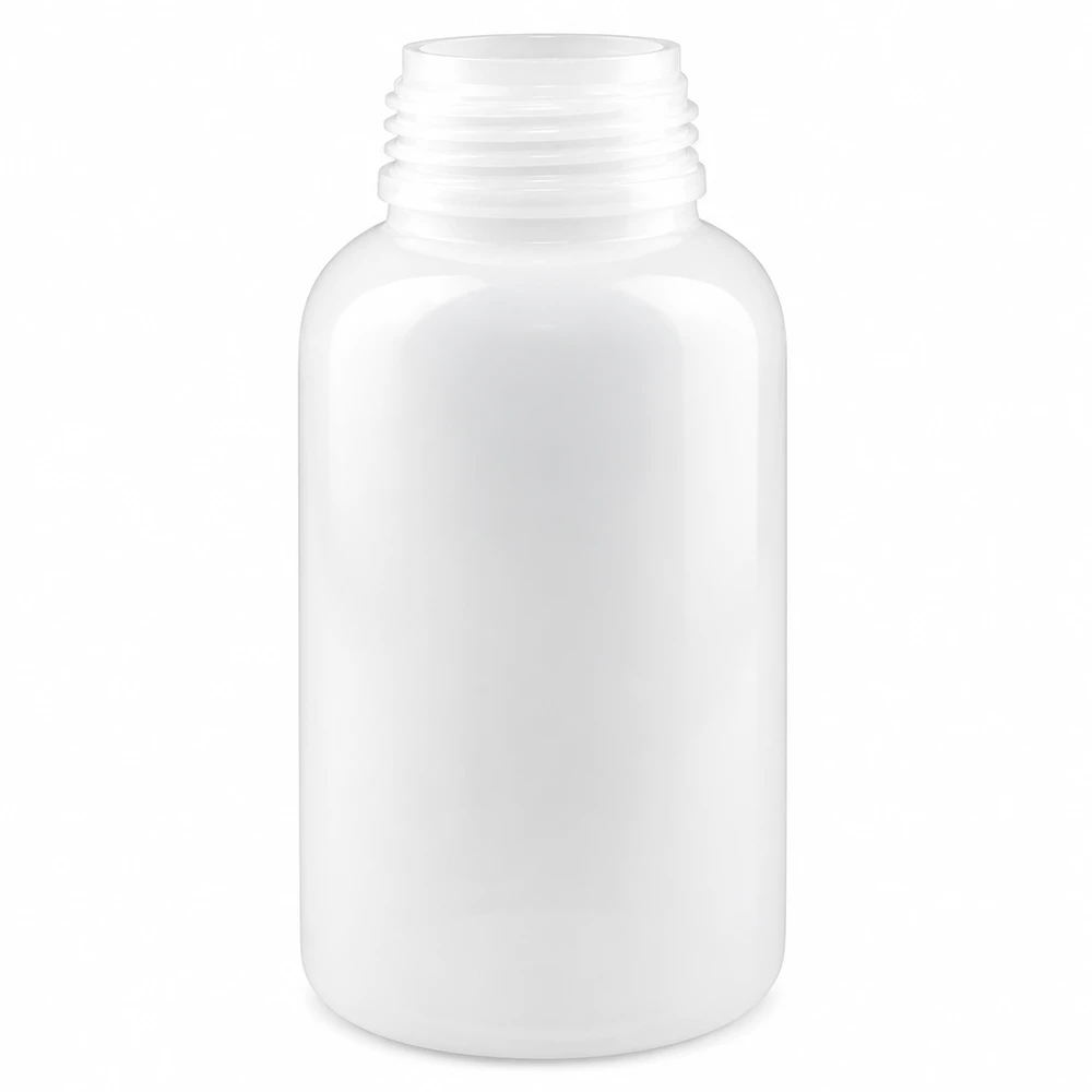 Frasco de laboratório de 500 ml com gargalo largo e sem tampa Frasco de laboratório de 500 ml, de boca larga, em plástico branco, sem tampa, para laboratório e indústria