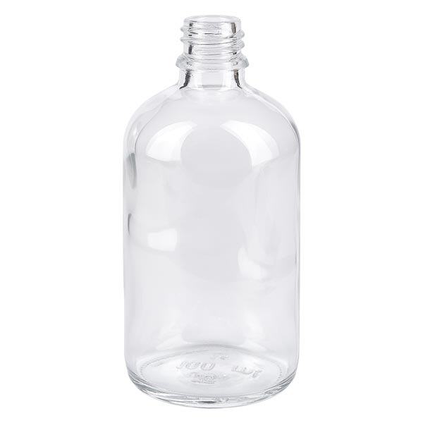 Frasco de vidro transparente 100ml DIN 18