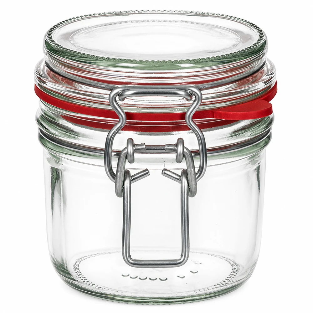 Frasco de conserva de 255 ml, tipo G, com tampa de fecho de alça UN.. 255ml Vorratsglas mit Bügelverschluss und roter Dichtung - praktisches Einmachglas für Küche und Vorratshaltung