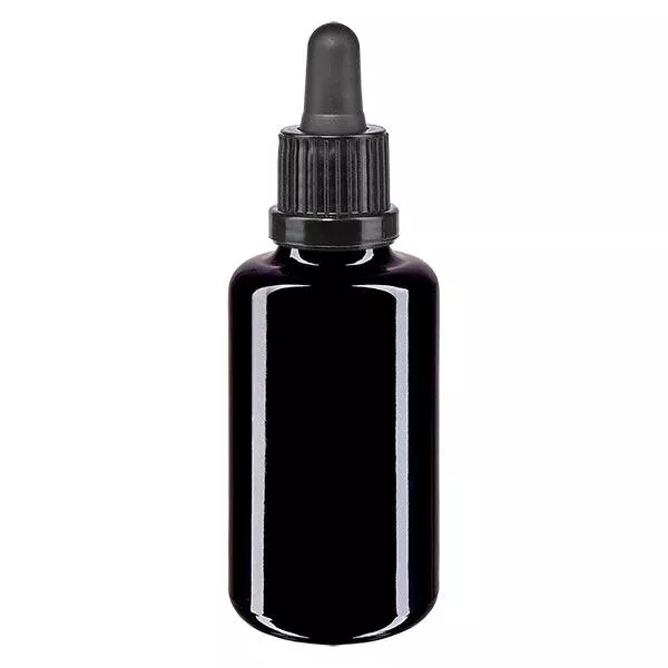 Frasco de farmácia violeta pipeta 30ml preta com fecho inviolável Frasco de farmácia violeta pipeta 30ml preta com fecho inviolável