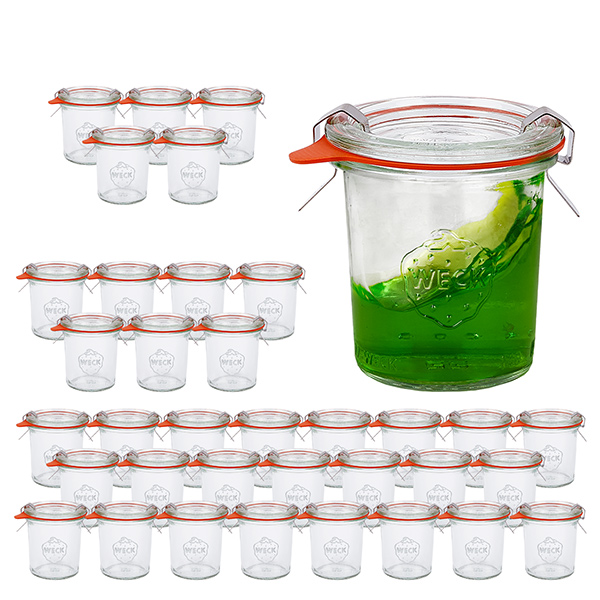 36er Set Weck Gläser 140 ml Sturzgläser mit 36 Glasdeckeln,
