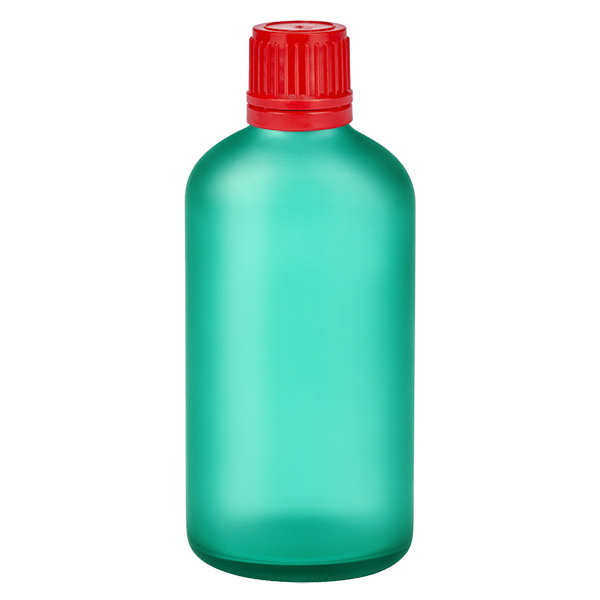 Frasco de 100 ml com tampa de rosca de 11 mm vermelha com fecho inviolável GreenLine UT18/100