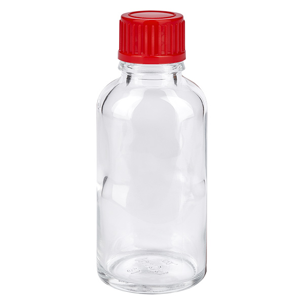 Frasco de 30 ml com tampa de rosca de 11 mm vermelha Standard ClearLine UT18/30