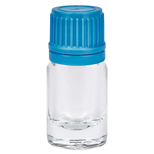 Frasco de 5 ml com tampa de rosca de 11 mm azul com fecho inviolável ClearLine UT18/5