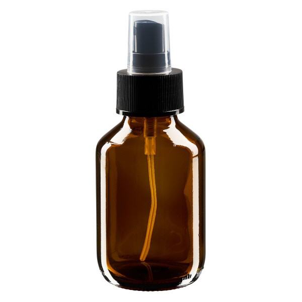 Frasco para medicamentos de 100ml castanho, com bomba atomizadora preta ApoGlas Frasco para medicamentos de 100ml castanho, com bomba atomizadora preta ApoGlas