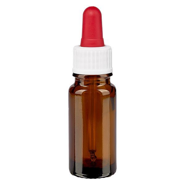Frasco de farmácia castanho 10ml pipeta branco/vermelho standard