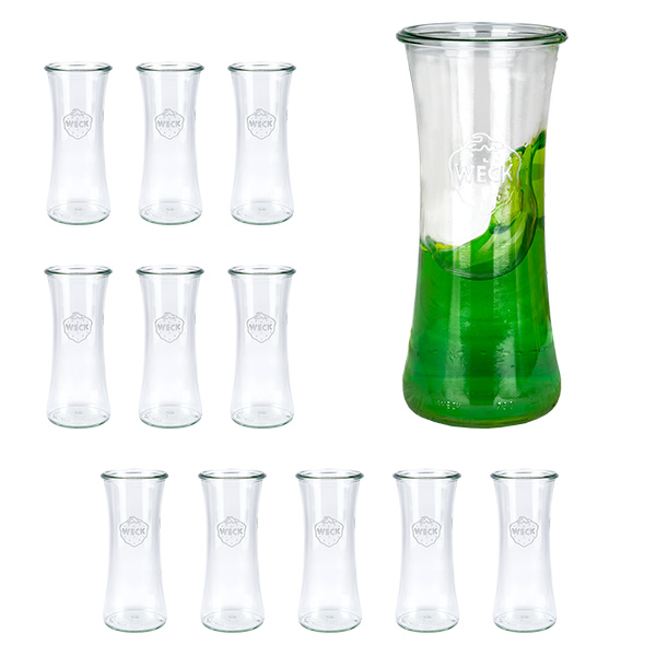 Conjunto de 12 frascos Weck 700 ml frasco de charcutaria redondo Conjunto de 12 frascos Weck 700 ml frasco de charcutaria redondo
