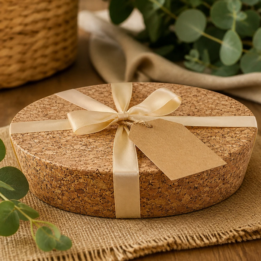 Rolha de cortiça WECK RR80 rolha de cortiça natural presente embrulhado com fita dourada pendente embalagem sustentável presente