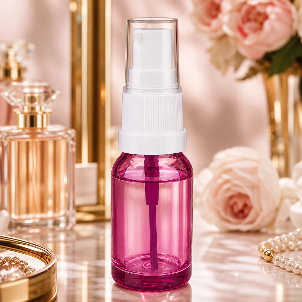Frasco de spray roxo de 10 ml com tampa branca de plástico de alta qualidade para produtos cosméticos