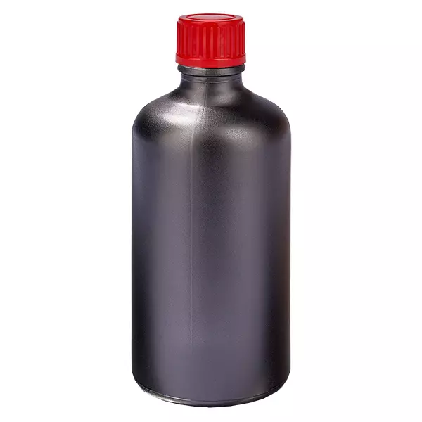 Frasco de 100ml 11mm tampa de rosca vermelha standard BlackLine UT18/100 Frasco de 100ml 11mm tampa de rosca vermelha standard BlackLine UT18/100