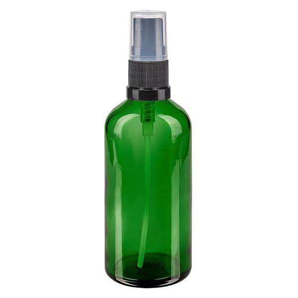 Frasco de farmácia verde 100ml spray top preto Frasco de farmácia verde 100ml spray top preto