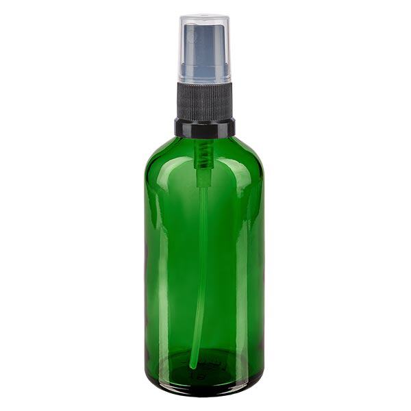 Frasco de farmácia verde 100ml spray top preto Frasco de farmácia verde 100ml spray top preto