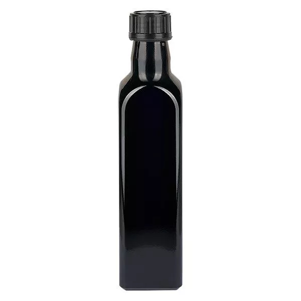 Frasco de óleo de vidro violeta 250ml quadrado, UNI 31.5x24 Frasco de óleo de vidro violeta 250ml quadrado, UNI 31.5x24