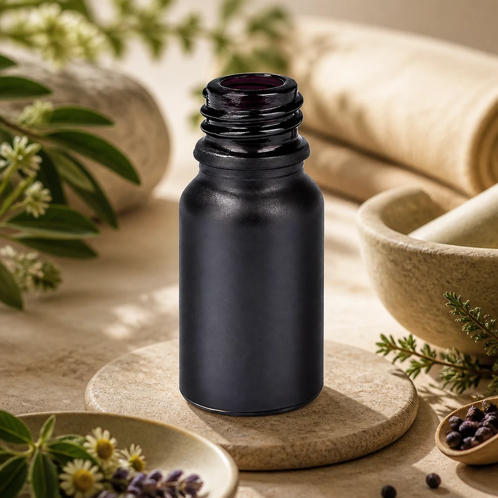 Frasco doseador de 10 ml BlackLine UT18/10 UNiTWIST Elegante frasco de farmácia BlackLine UT18/10 UNiTWIST de 10 ml com acabamento mate para uma apresentação elegante do produto