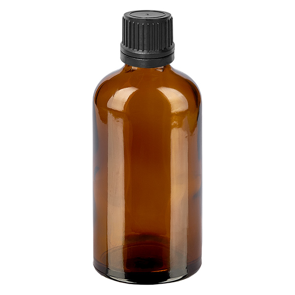 Frasco conta-gotas de 100 ml com fecho inviolável de 1 mm preto BrownLine UT18/100