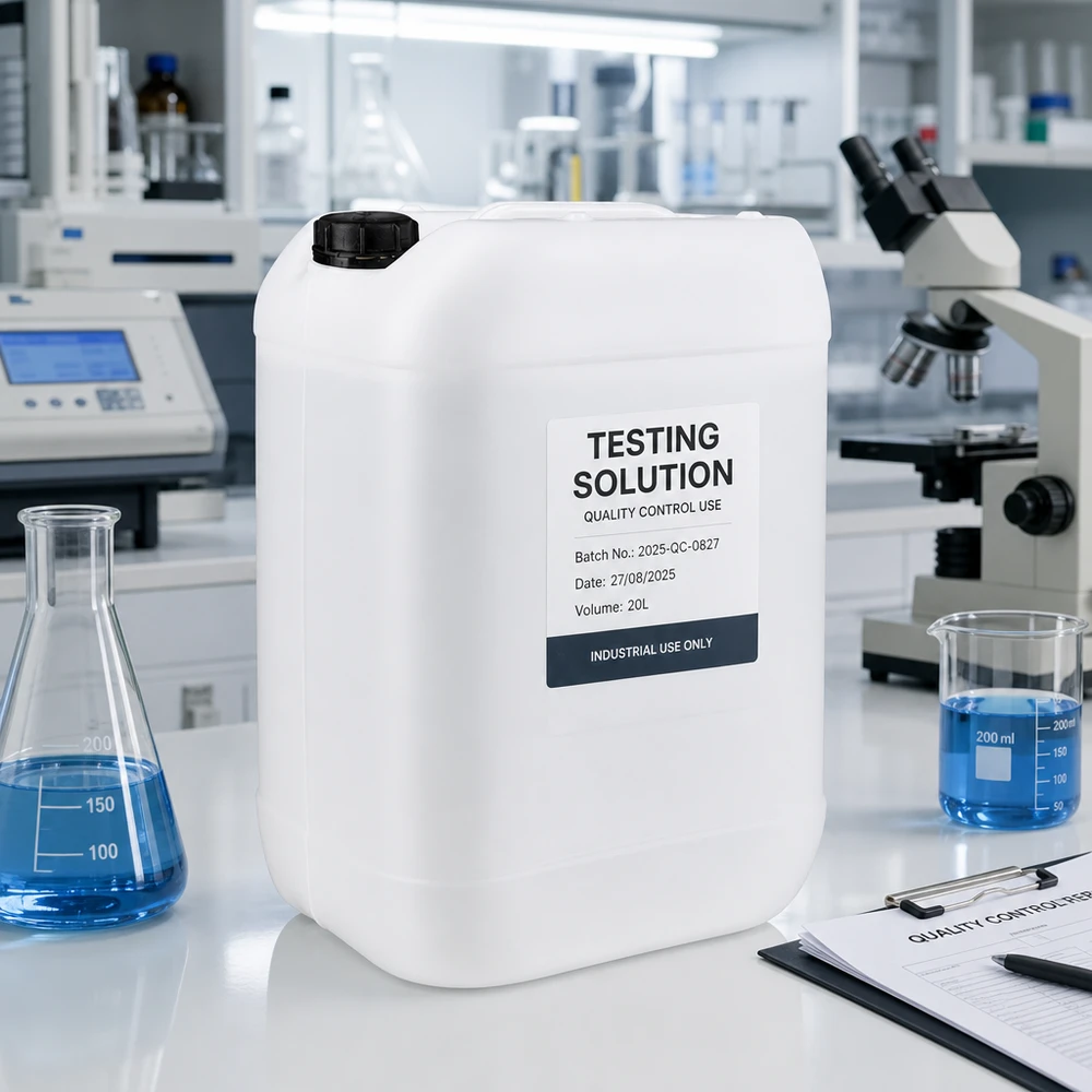 Recipiente de plástico resistente de 25 litros com tampa OV para controlo de qualidade em laboratório