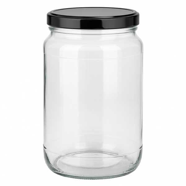 Frasco redondo de 1700 ml com tampa BasicSeal preta UNiTWIST