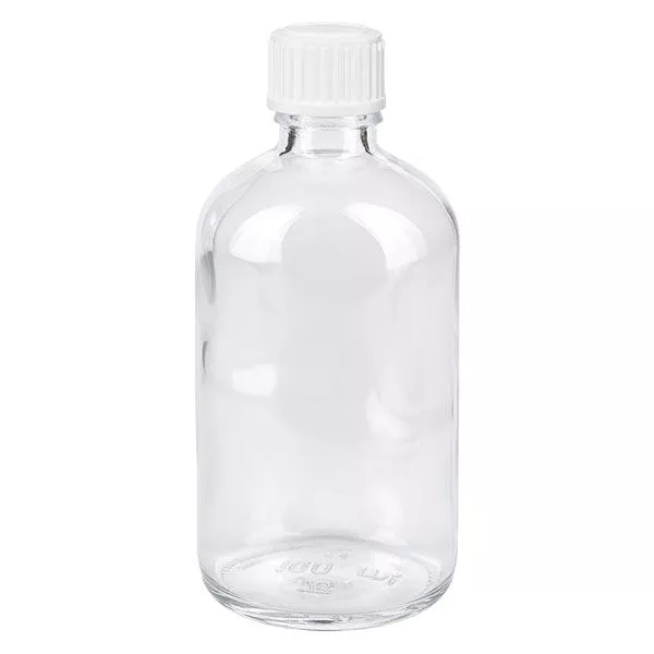 Frasco de farmácia transparente 100ml tampa de rosca branca globules standard Frasco de farmácia transparente 100ml tampa de rosca branca globules standard