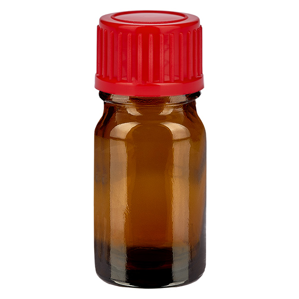 Frasco de 5 ml com tampa de rosca de 11 mm vermelha Standard BrownLine UT18/5