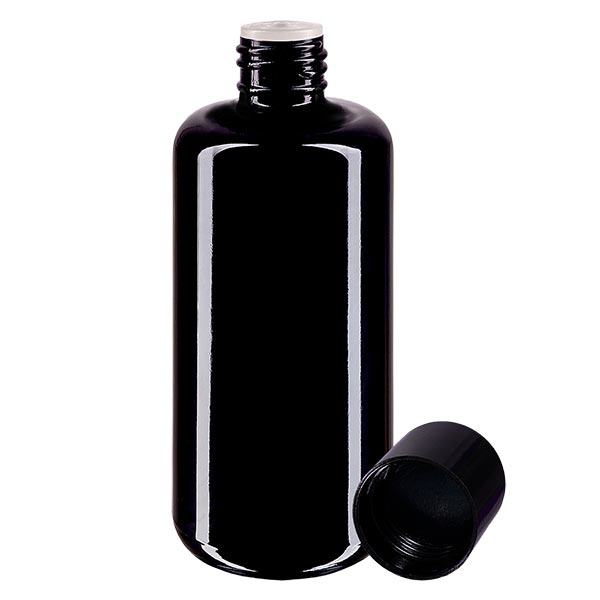 Frasco de farmácia violeta 200ml tampa de rosca preto esguicho. 3mm padrão