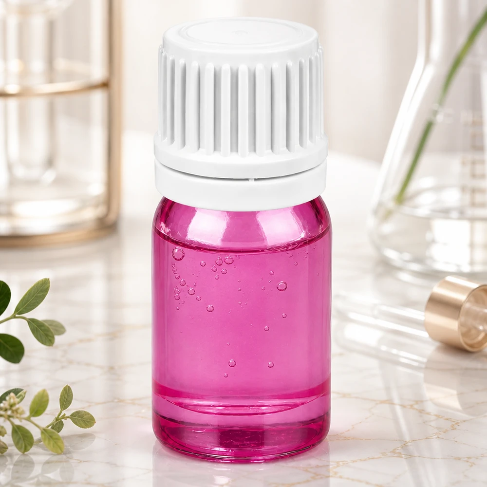Frasco conta-gotas de 5 ml com tampa de rosca Originality branca de 0,7 mm PurpleLine UT18/5 Pequeno frasco de vidro de 5 ml com tampa de conta-gotas precisa em roxo elegante para aplicações de beleza