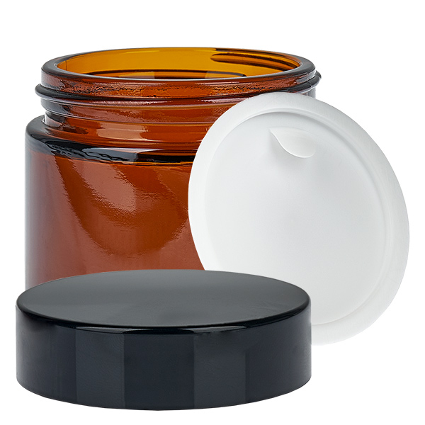 Frasco de vidro de 60 ml castanho com tampa de inserção UNiTWIST Frasco de vidro de 60 ml castanho com tampa de inserção UNiTWIST