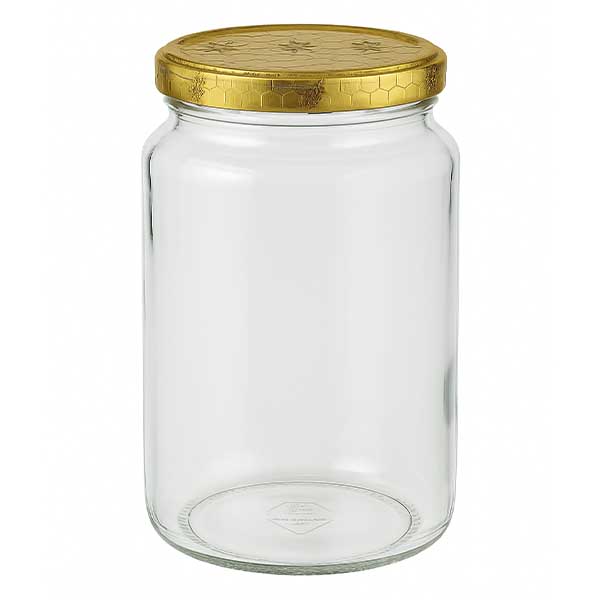 Boião redondo de 795 ml + tampa BasicSeal favo de mel UNiTWIST