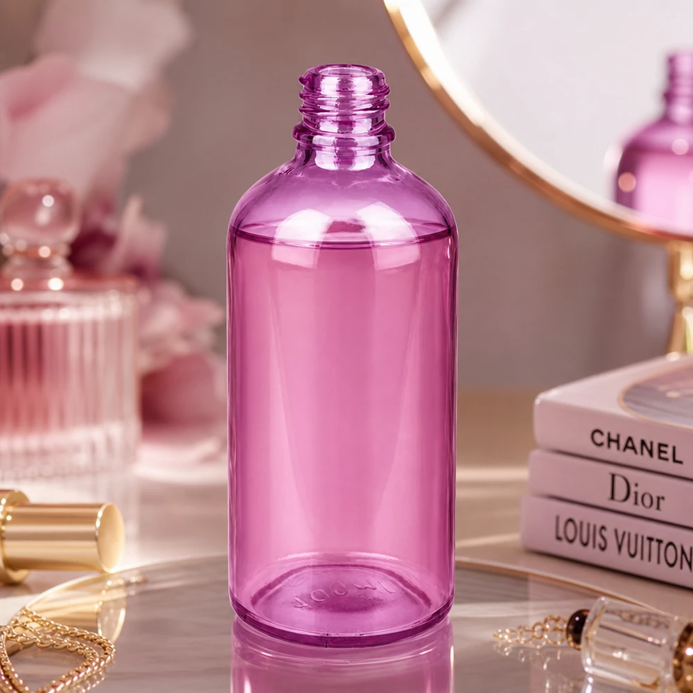 Frasco farmacêutico transparente de 100 ml PurpleLine com silhueta fina e rosca UNiTWIST UT18