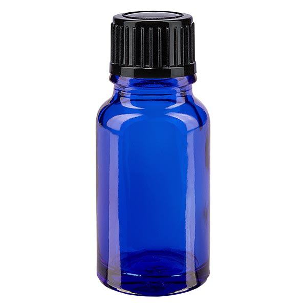 Frasco de farmácia azul 10ml tampa de rosca preto standard