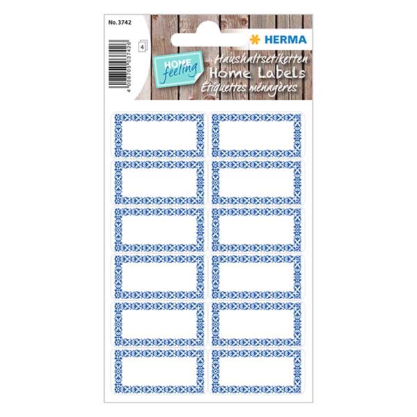 Etiquetas de cozinha azul/branco (48 autocolantes)