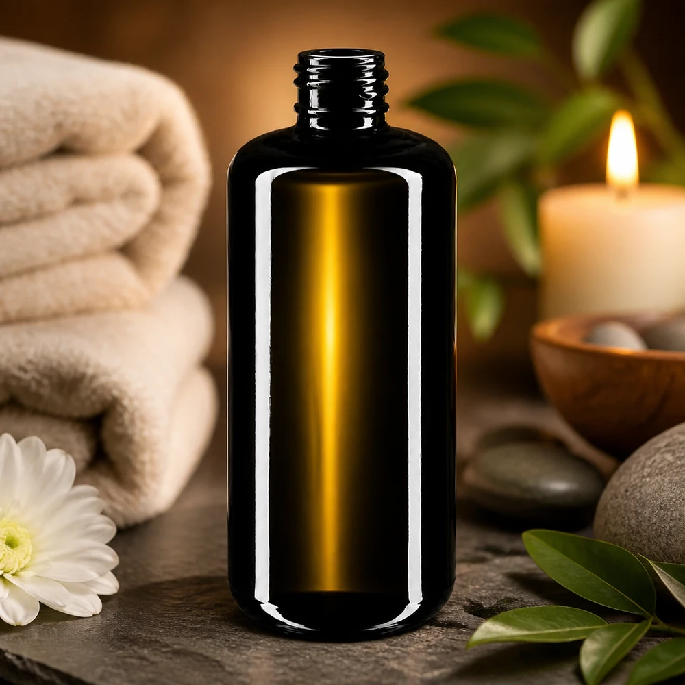 Frasco de vidro Draco de 200 ml com silhueta elegante para produtos profissionais de spa e bem-estar