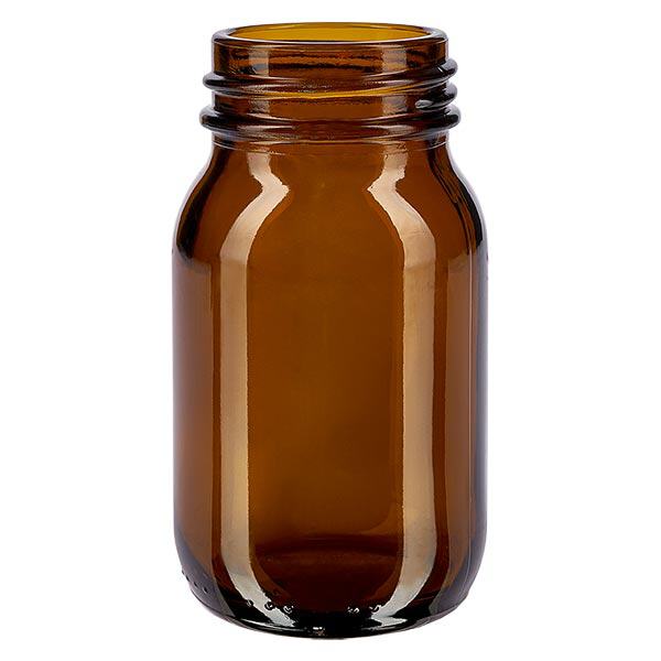 Garrafa de 100ml com gargalo largo em vidro âmbar