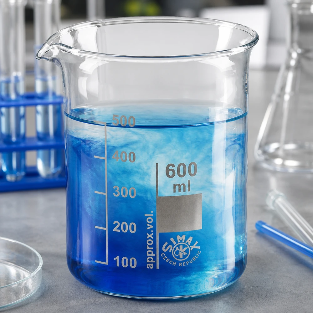 Copo resistente ao calor de 600 ml com molde baixo, fabricado em vidro borossilicato robusto para aplicações laboratoriais