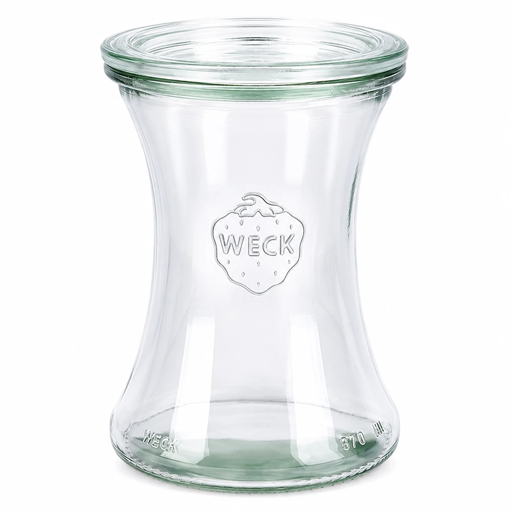 Frasco de charcutaria WECK 370ml com tampa de vidro Frasco de conserva vazio RR80 transparente com o logótipo WECK