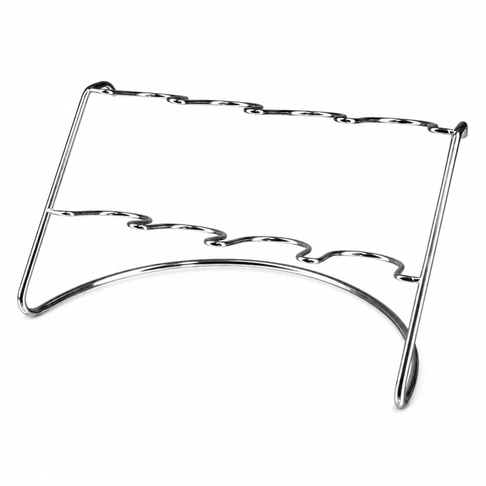 Suporte de serviço Flato8 em aço inoxidável para 8 copos WECK com suportes curvos sobre um fundo branco