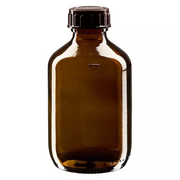Frasco para medicamentos de 200ml castanho, com tampa ApoGlas castanha Frasco para medicamentos de 200ml castanho, com tampa ApoGlas castanha