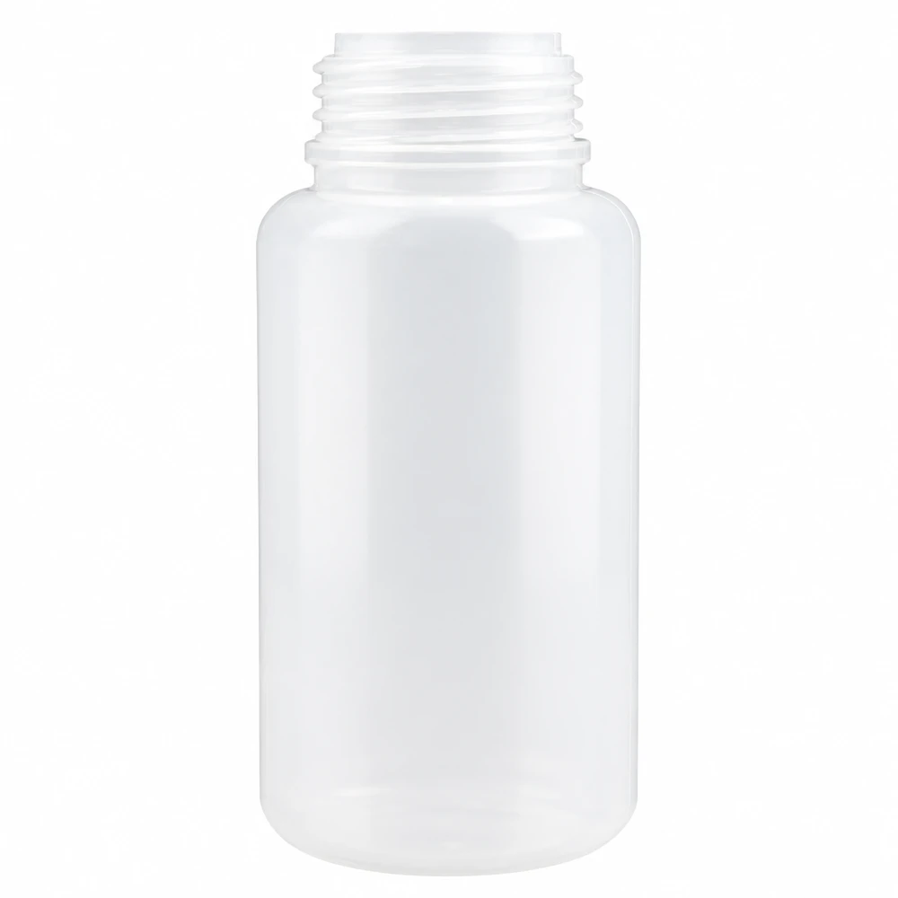 Frasco de laboratório de gargalo largo, com 1000 ml, em plástico transparente, sem tampa, para uso em laboratório e na ciência