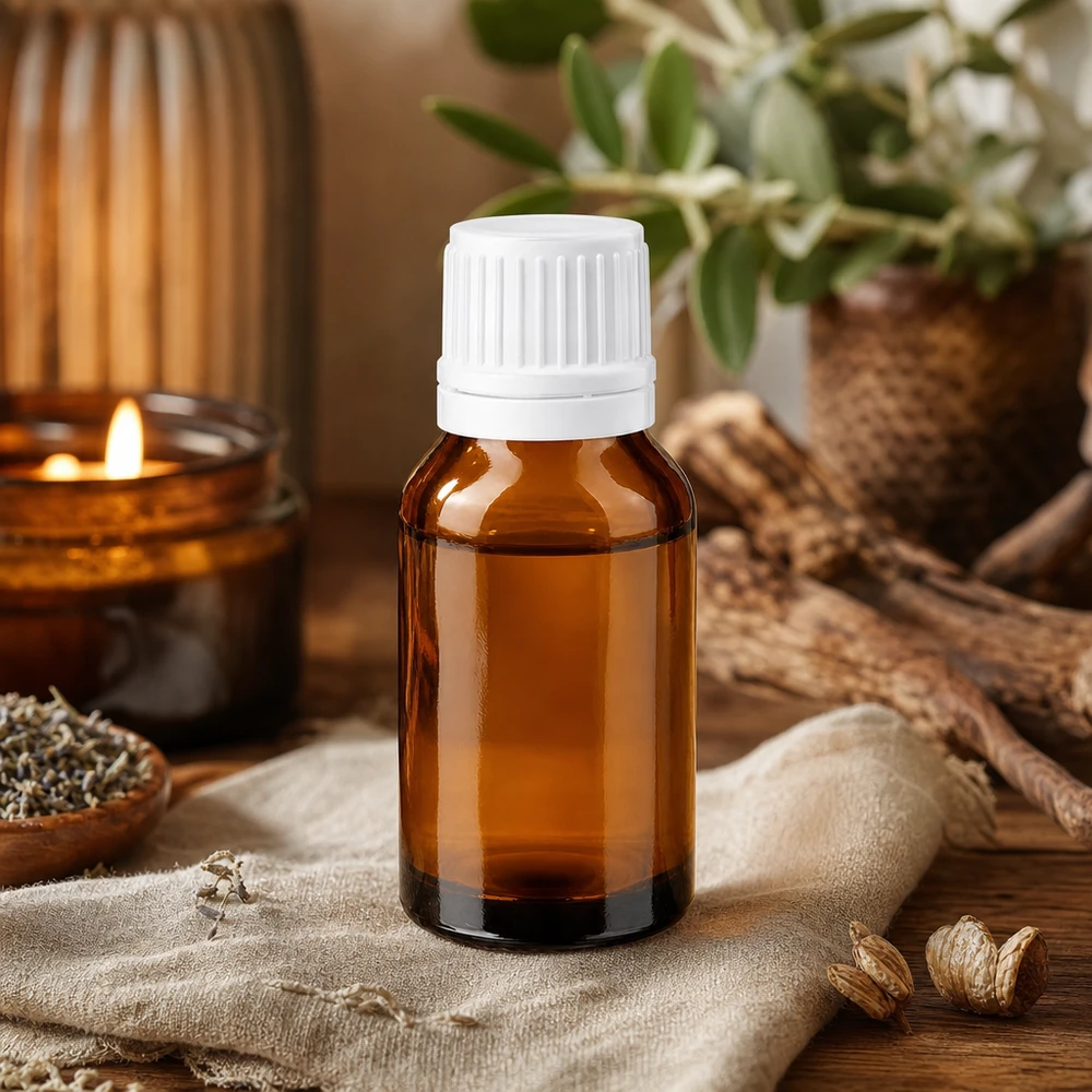 Frasco de farmácia castanho 30ml tampa de rosca branca fecho inviolável Pequeno frasco de farmácia castanho de 30 ml com tampa de segurança branca em tecido de linho