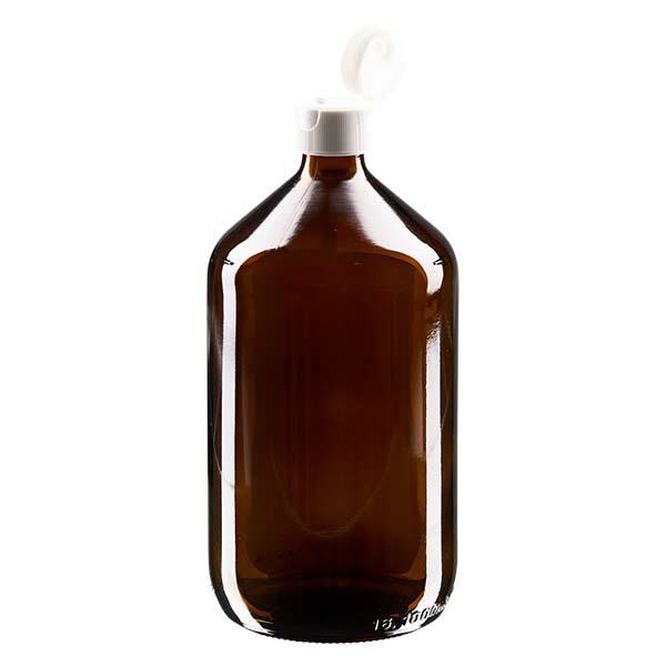 Frasco para medicamentos de 1000ml castanho, com tampa flip-top ApoGlas
