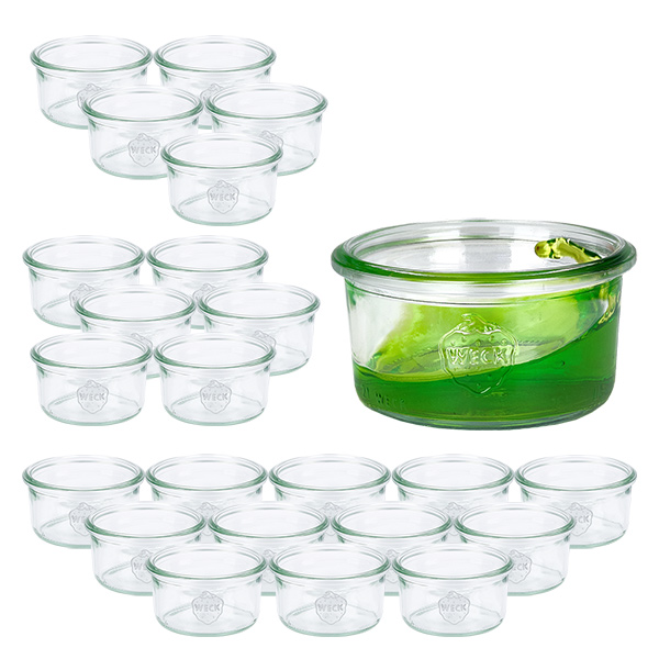 Conjunto de 24 frascos Weck copos de vidro de 165ml Conjunto de 24 frascos Weck copos de vidro de 165ml