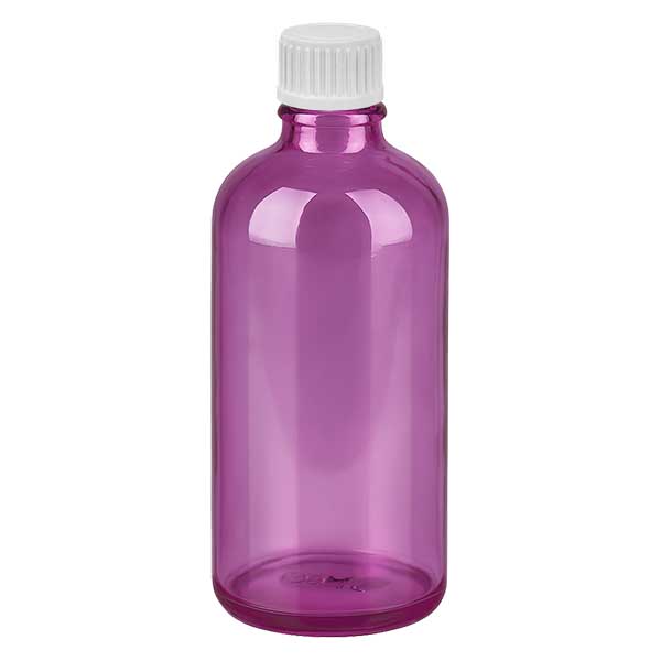 Frasco de 100 ml (glóbulo) com anel de vazamento de 3 mm branco PurpleLine padrão. UT18/100