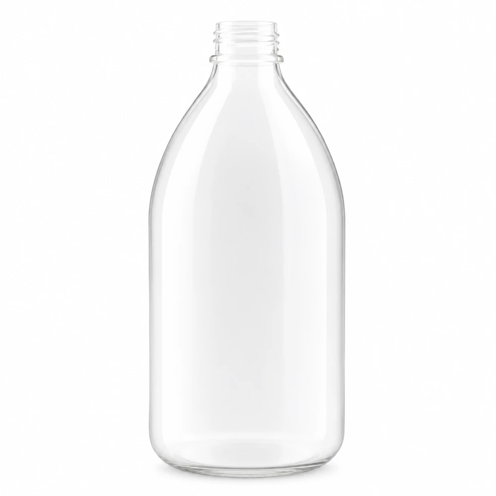 Frasco de laboratório de 500 ml, de gargalo estreito, em vidro transparente, sem tampa, para laboratório e investigação