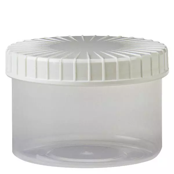 Frasco transparente com tampa de rosca 250 ml com fecho ranhurado