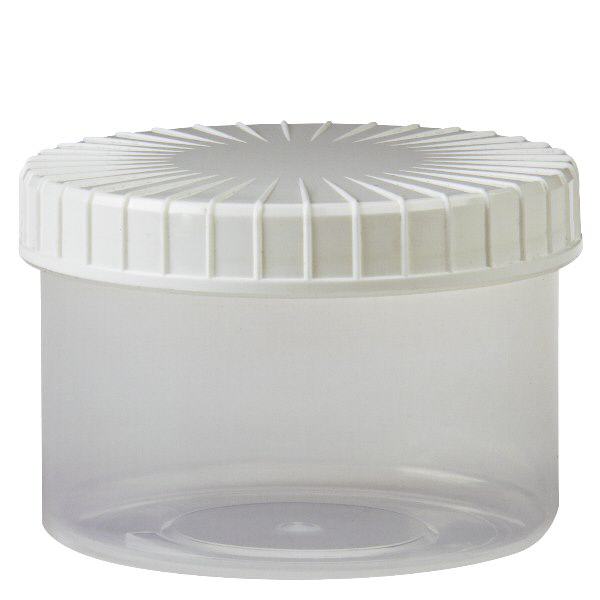 Frasco transparente com tampa de rosca 250 ml com fecho ranhurado Frasco transparente com tampa de rosca 250 ml com fecho ranhurado
