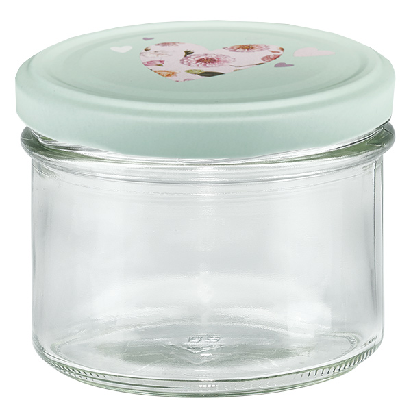 Copos de vidro de 225 ml + tampa BasicSeal coração menta UNiTWIST