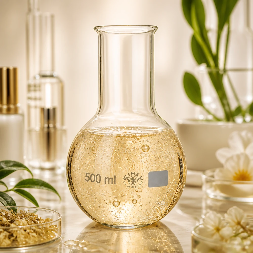 Balão de vidro borossilicato de 500 ml com brilho dourado para equipamento de laboratório com estilo