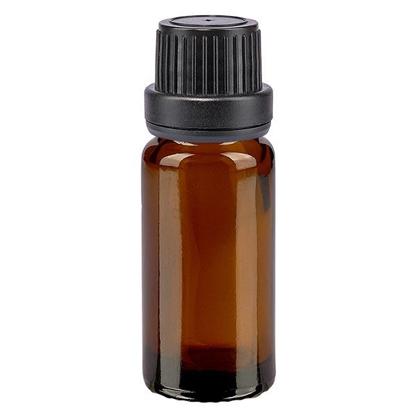 Frasco de farmácia castanho 10ml tampa conta-gotas anel de vazamento 2mm tampa preta inviolável Frasco de farmácia castanho 10ml tampa conta-gotas anel de vazamento 2mm tampa preta inviolável