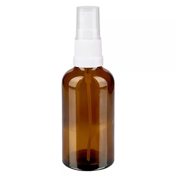 Frasco de farmácia castanho 50ml spray top branco Frasco de farmácia castanho 50ml spray top branco