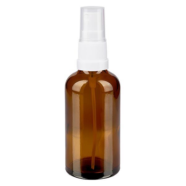 Frasco de farmácia castanho 50ml spray top branco Frasco de farmácia castanho 50ml spray top branco