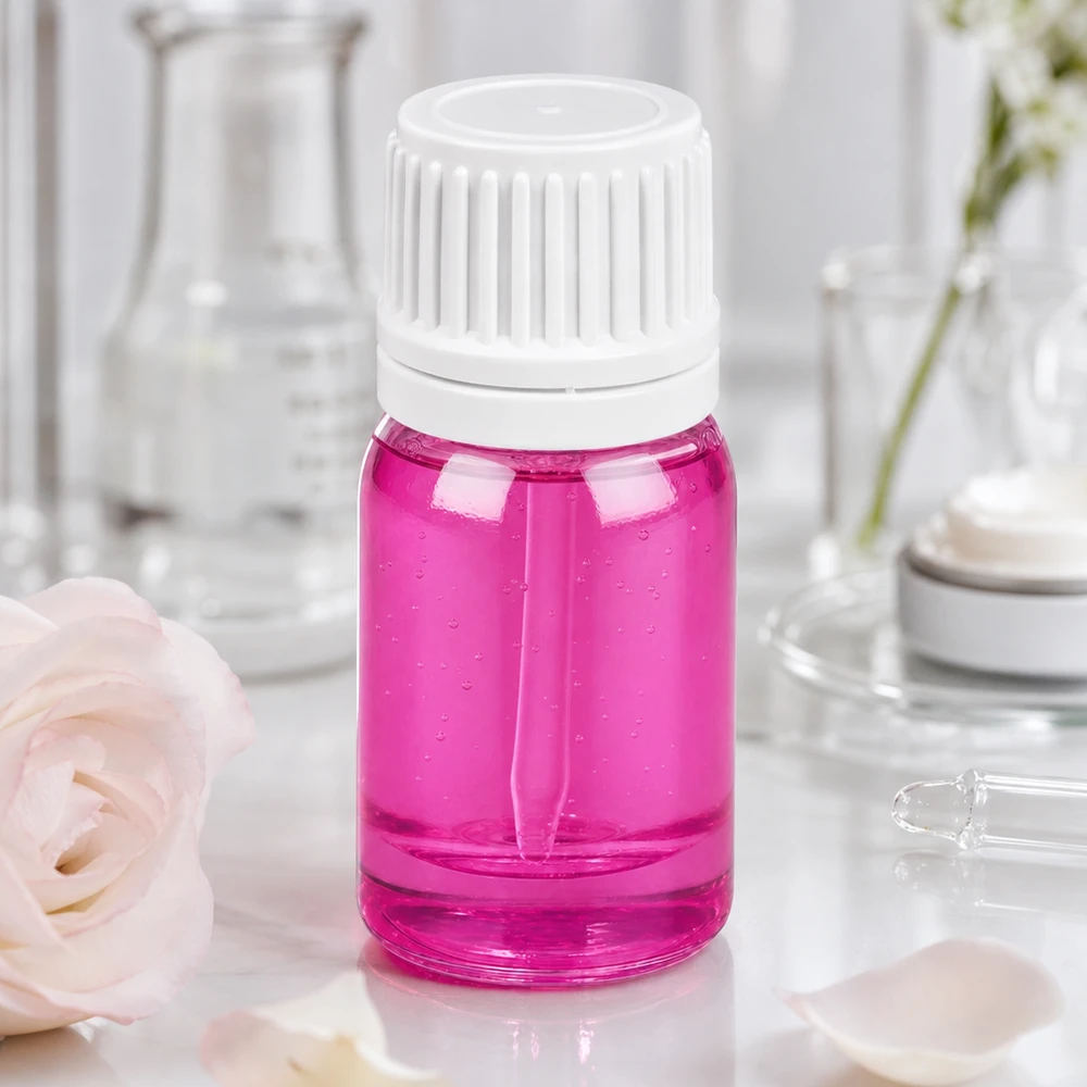 Frasco de 5 ml com tampa de rosca de 11 mm branco Originalidade tampa de rosca PurpleLine UT18/5 Frasco roxo de 5 ml em vidro de alta qualidade com tampa de rosca branca à prova de crianças